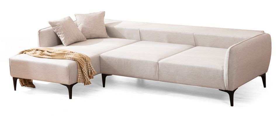 Canapé d'angle gauche tissu beige clair Bellano 270 cm - Photo n°6