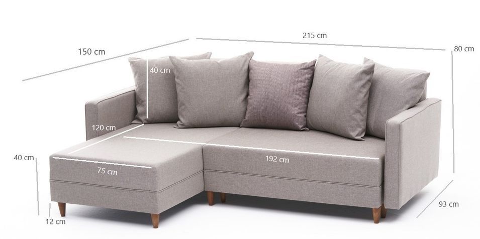 Canapé d'angle gauche tissu beige clair Klina 215 cm - Photo n°7