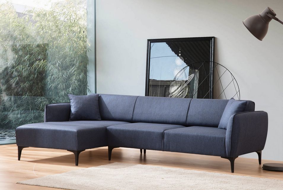 Canapé d'angle gauche tissu bleu Bellano 270 cm - Photo n°2