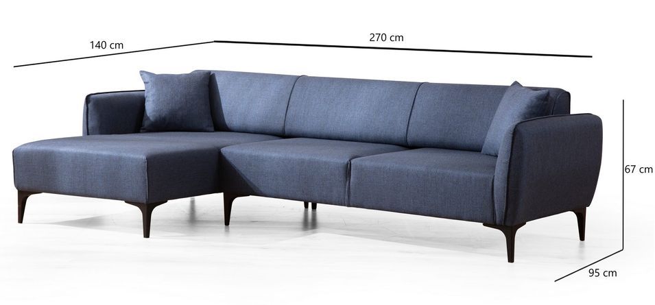 Canapé d'angle gauche tissu bleu Bellano 270 cm - Photo n°8