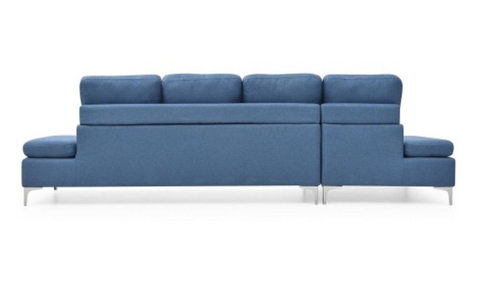 Canapé d'angle gauche tissu bleu Tulsa - Photo n°2