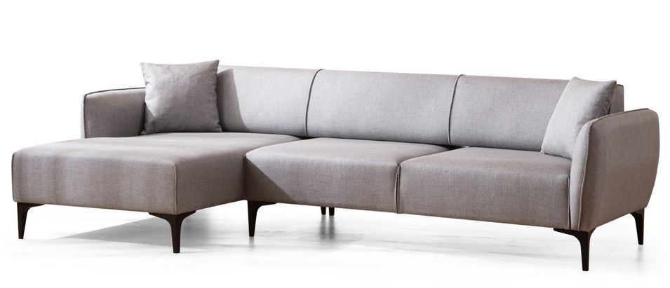 Canapé d'angle gauche tissu gris clair Bellano 270 cm - Photo n°1