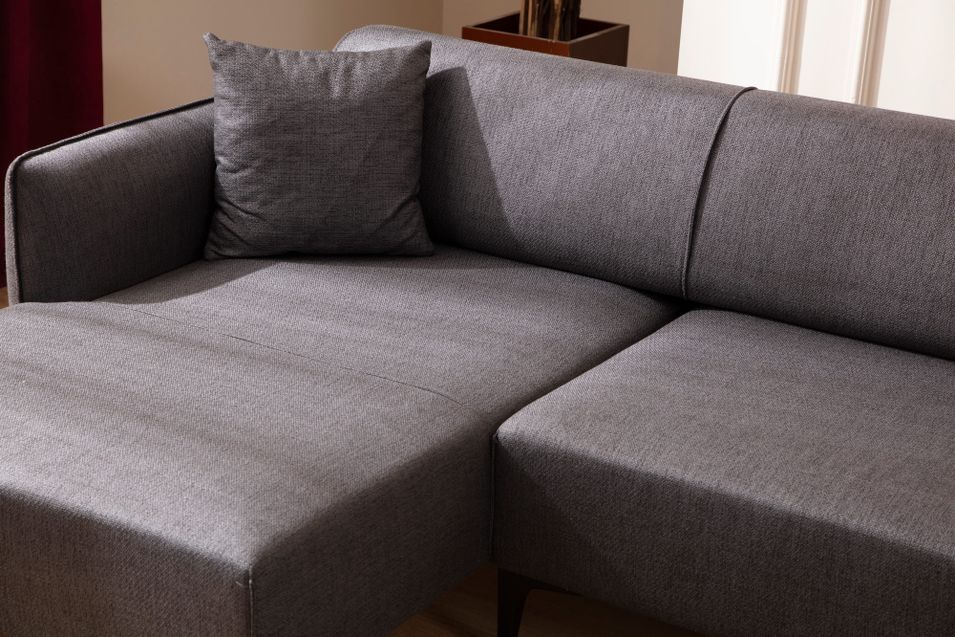 Canapé d'angle gauche tissu gris foncé Bellano 270 cm - Photo n°4
