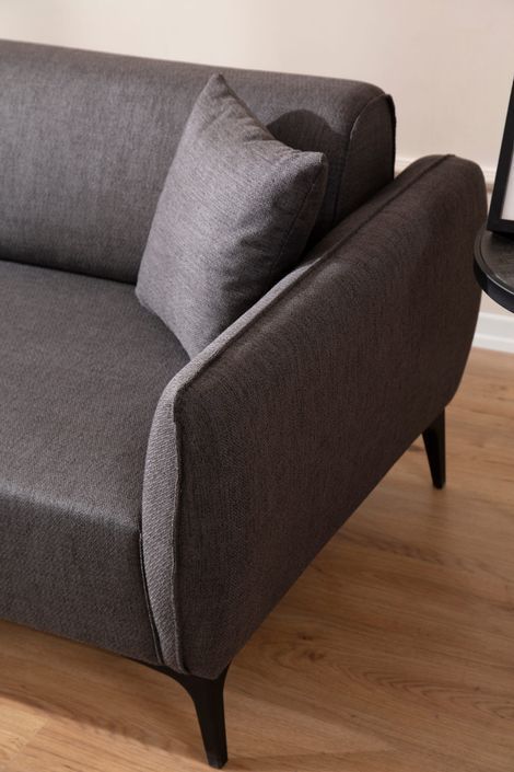 Canapé d'angle gauche tissu gris foncé Bellano 270 cm - Photo n°5