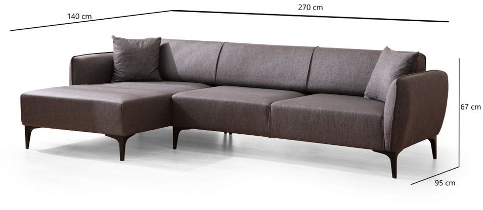 Canapé d'angle gauche tissu gris foncé Bellano 270 cm - Photo n°8
