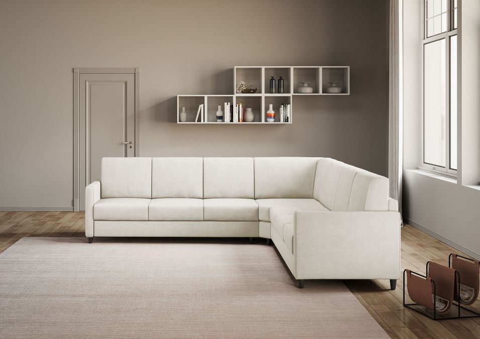 Canapé d'angle moderne italien tissu blanc cassé Korane - 5 tailles - Photo n°13