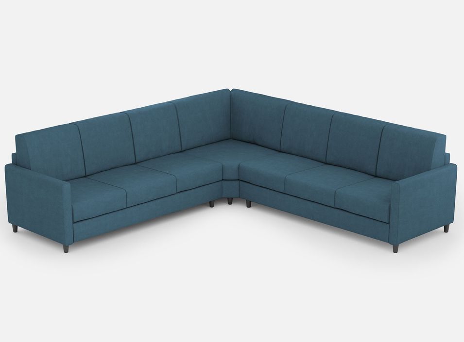 Canapé d'angle moderne italien tissu bleu Korane - 5 tailles - Photo n°9