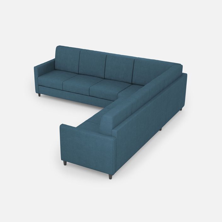Canapé d'angle moderne italien tissu bleu Korane - 5 tailles - Photo n°12