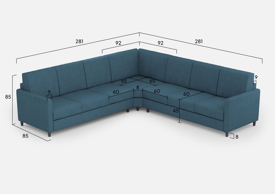 Canapé d'angle moderne italien tissu bleu Korane - 5 tailles - Photo n°17