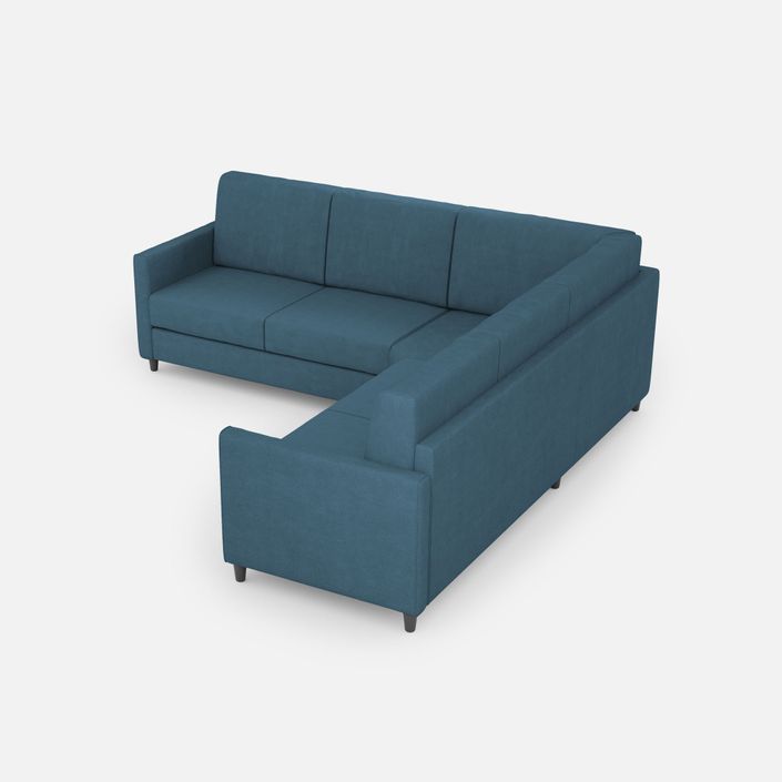 Canapé d'angle moderne italien tissu bleu Korane - 5 tailles - Photo n°4