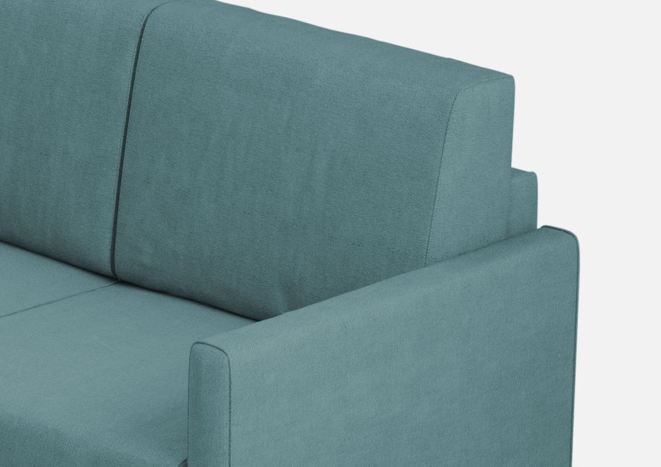 Canapé d'angle moderne italien tissu bleu pétrole Korane - 5 tailles - Photo n°4