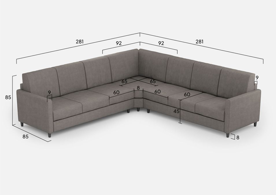 Canapé d'angle moderne italien tissu gris Korane - 5 tailles - Photo n°18