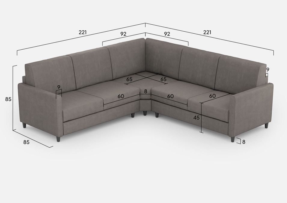 Canapé d'angle moderne italien tissu gris Korane - 5 tailles - Photo n°11