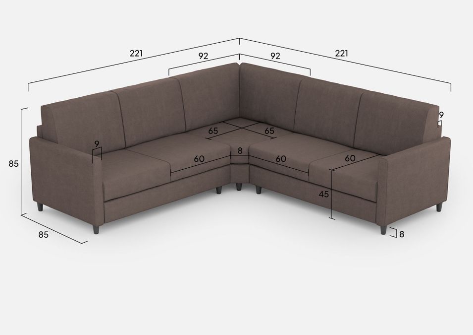 Canapé d'angle moderne italien tissu marron Korane - 5 tailles - Photo n°19