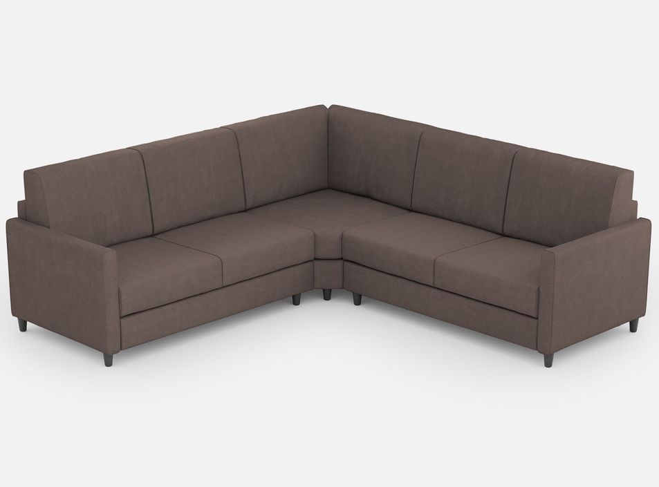 Canapé d'angle moderne italien tissu marron Korane - 5 tailles - Photo n°1