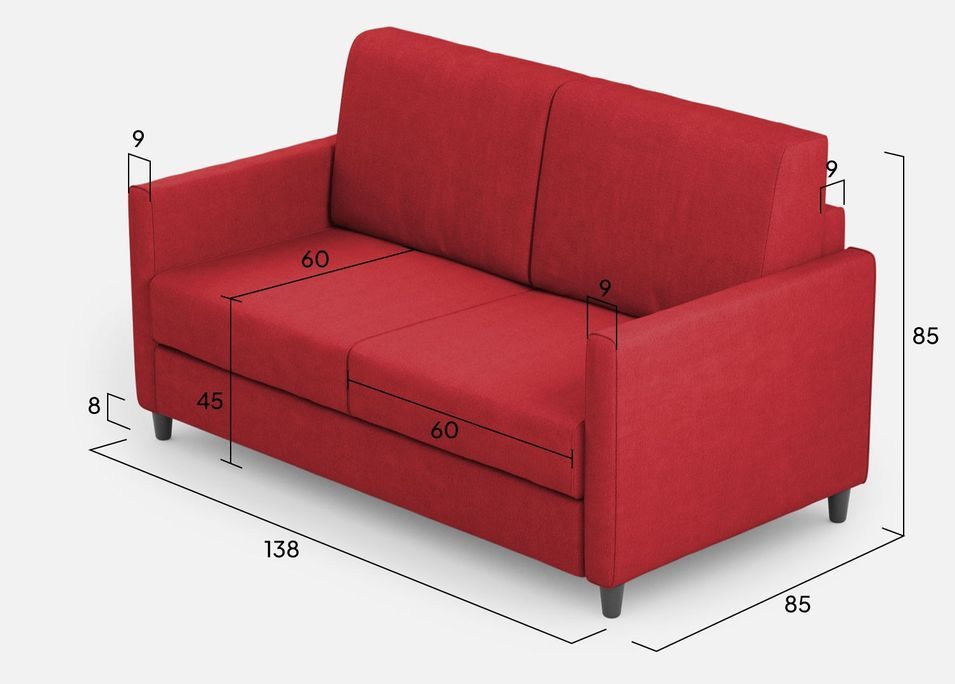 Canapé droit moderne italien tissu rouge Korane - 3 tailles - Photo n°19