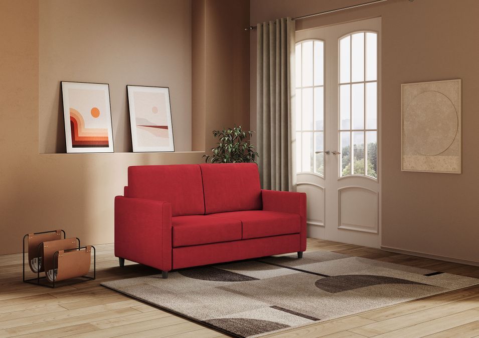 Canapé droit moderne italien tissu rouge Korane - 3 tailles - Photo n°14