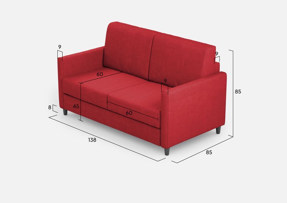 Canapé droit moderne italien tissu rouge Korane - 3 tailles - Photo n°6