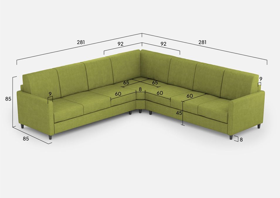 Canapé d'angle moderne italien tissu vert pistache Korane - 5 tailles - Photo n°20