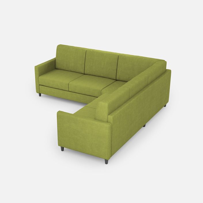 Canapé d'angle moderne italien tissu vert pistache Korane - 5 tailles - Photo n°4