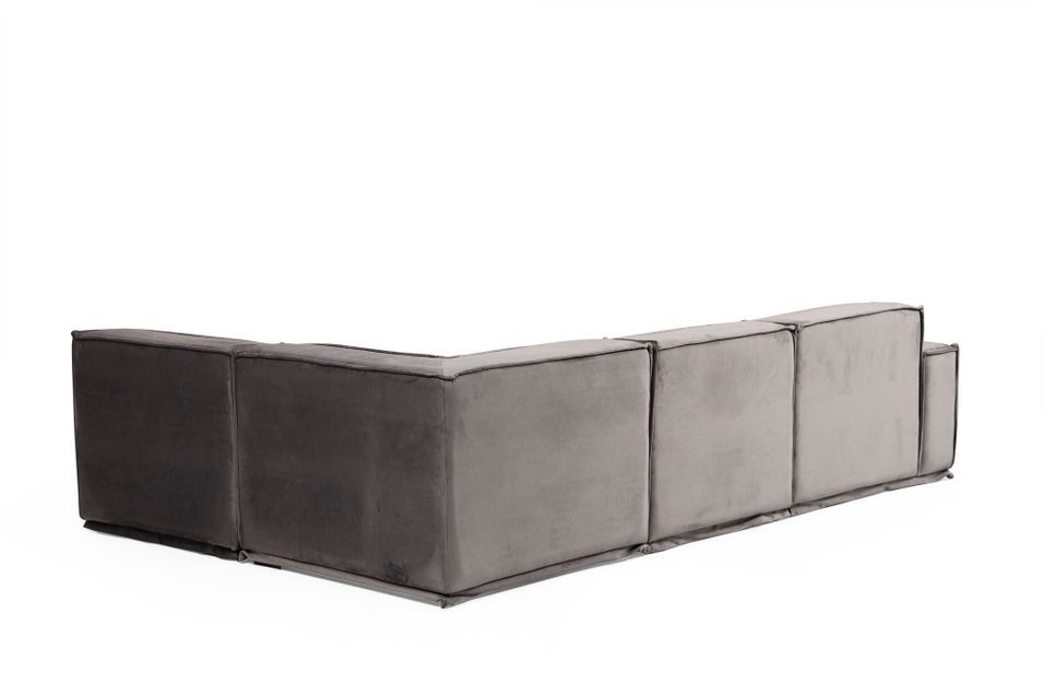 Canapé d'angle modulable velours gris Kego L 300 x P 190 cm - Photo n°3