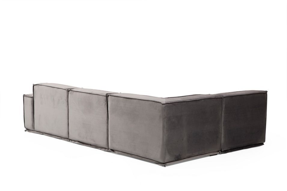 Canapé d'angle modulable velours gris Kego L 300 x P 190 cm - Photo n°3
