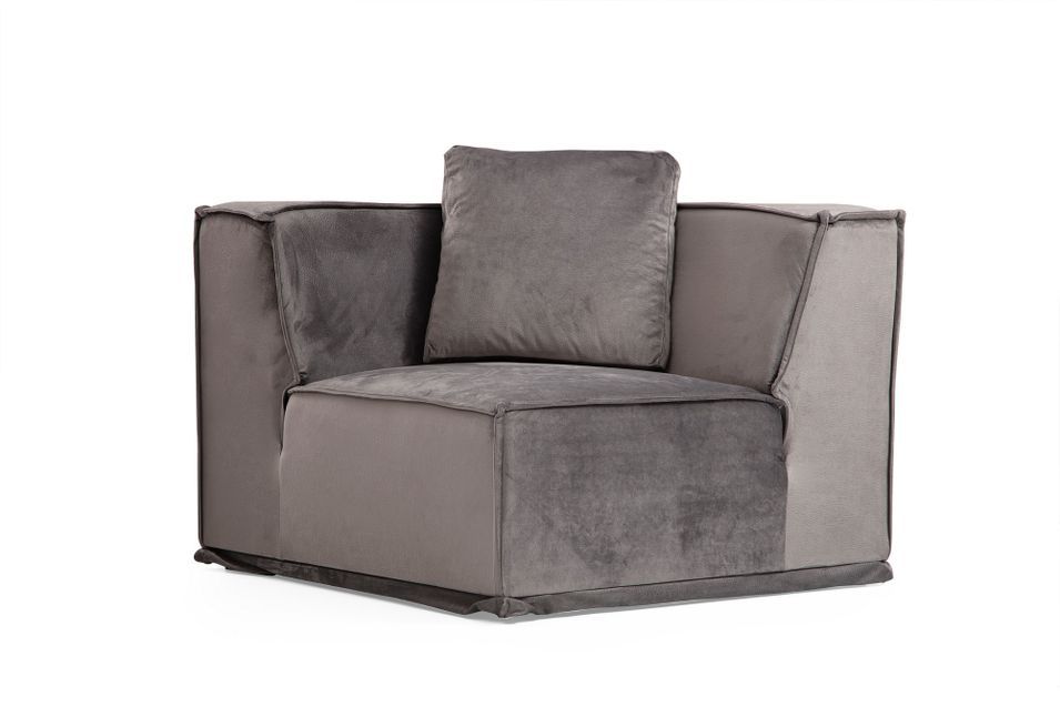 Canapé d'angle modulable velours gris Kego L 300 x P 190 cm - Photo n°4