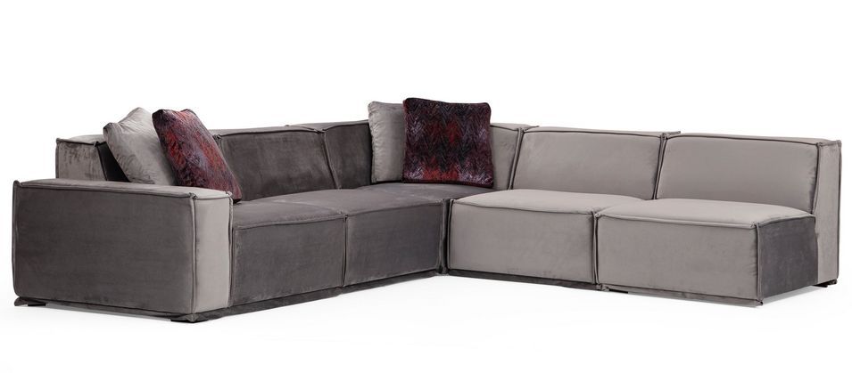 Canapé d'angle modulable velours gris Kego L 300 x P 276 cm - Photo n°10