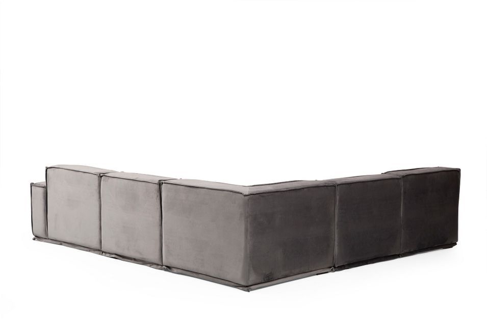 Canapé d'angle modulable velours gris Kego L 300 x P 276 cm - Photo n°3