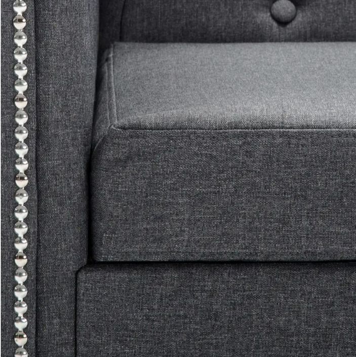 Canapé d'angle réversible Chesterfield tissu gris foncé Bastia - Photo n°2