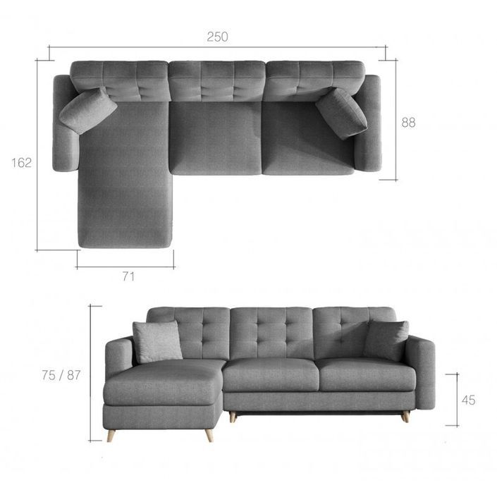 Canapé d'angle réversible convertible tissu gris foncé Agrad - Photo n°2