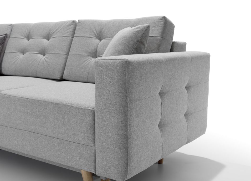 Canapé d'angle réversible et convertible tissu gris clair Anska 250 cm - Photo n°17