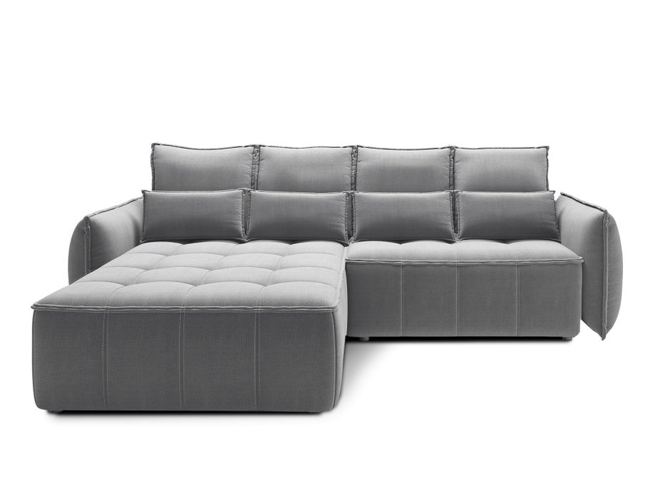 Canapé d’angle tissu effet cuir Kampus – Convertible et rangement - Photo n°1
