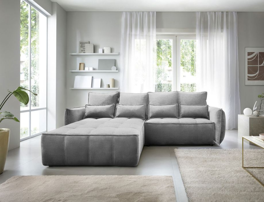 Canapé d’angle tissu effet cuir Kampus – Convertible et rangement - Photo n°2