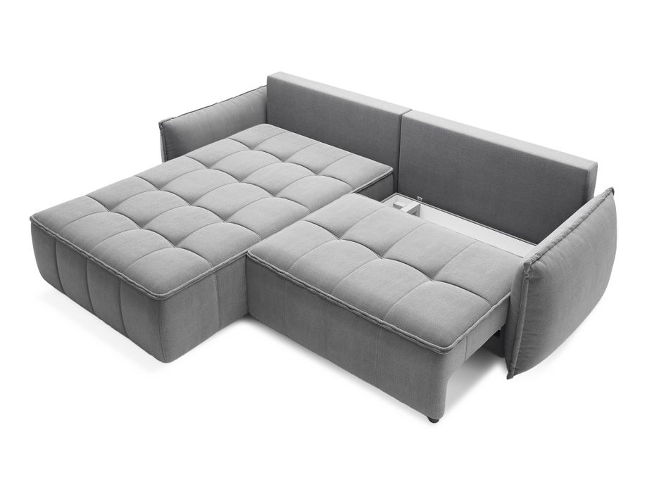 Canapé d’angle tissu effet cuir Kampus – Convertible et rangement - Photo n°3