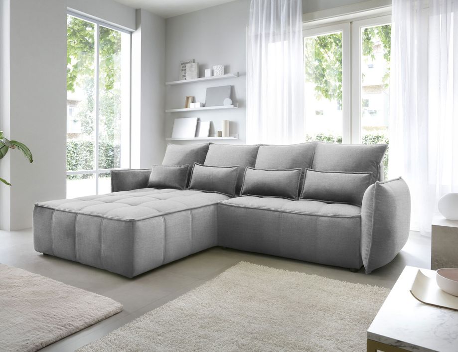 Canapé d’angle tissu effet cuir Kampus – Convertible et rangement - Photo n°4
