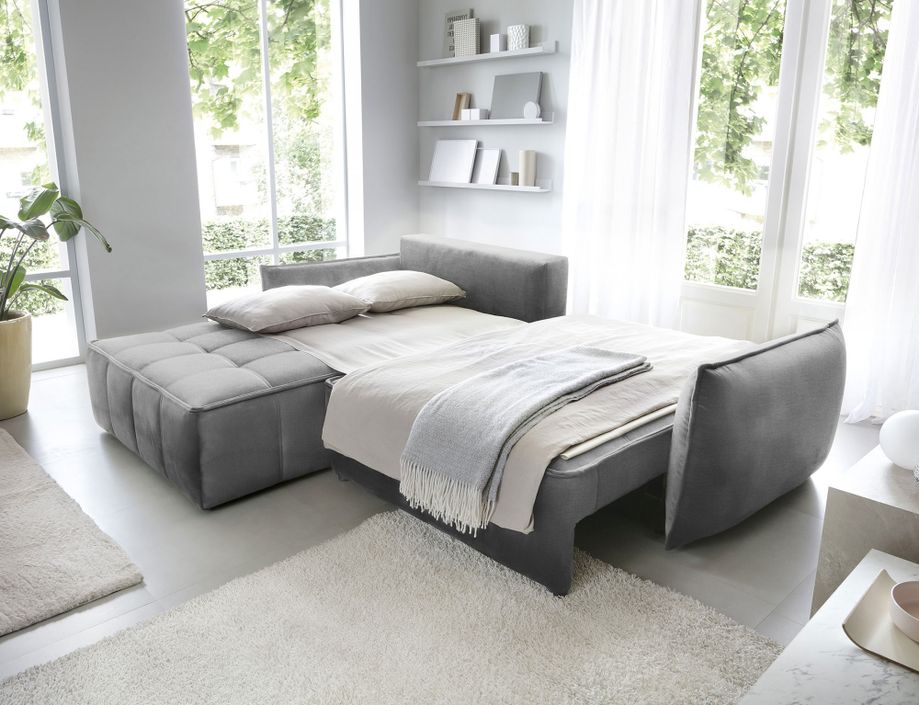 Canapé d’angle tissu effet cuir Kampus – Convertible et rangement - Photo n°5