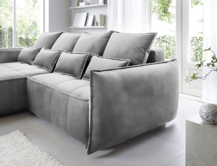 Canapé d’angle tissu effet cuir Kampus – Convertible et rangement - Photo n°8