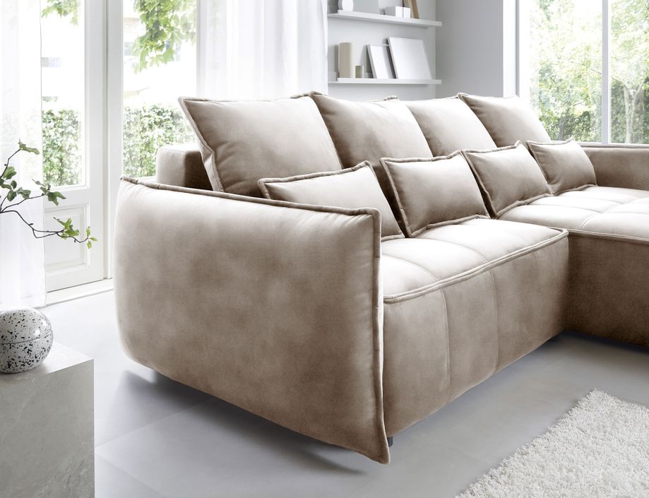 Canapé d’angle tissu effet cuir Kampus – Convertible et rangement - Photo n°10