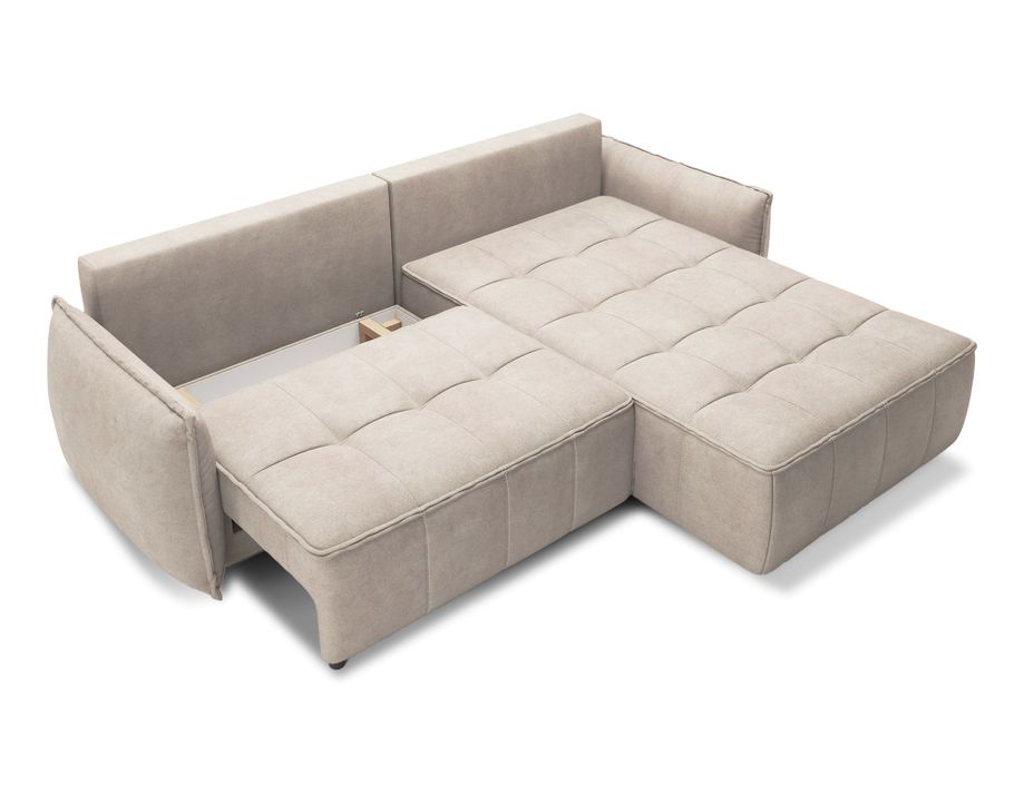 Canapé d’angle tissu effet cuir Kampus – Convertible et rangement - Photo n°11