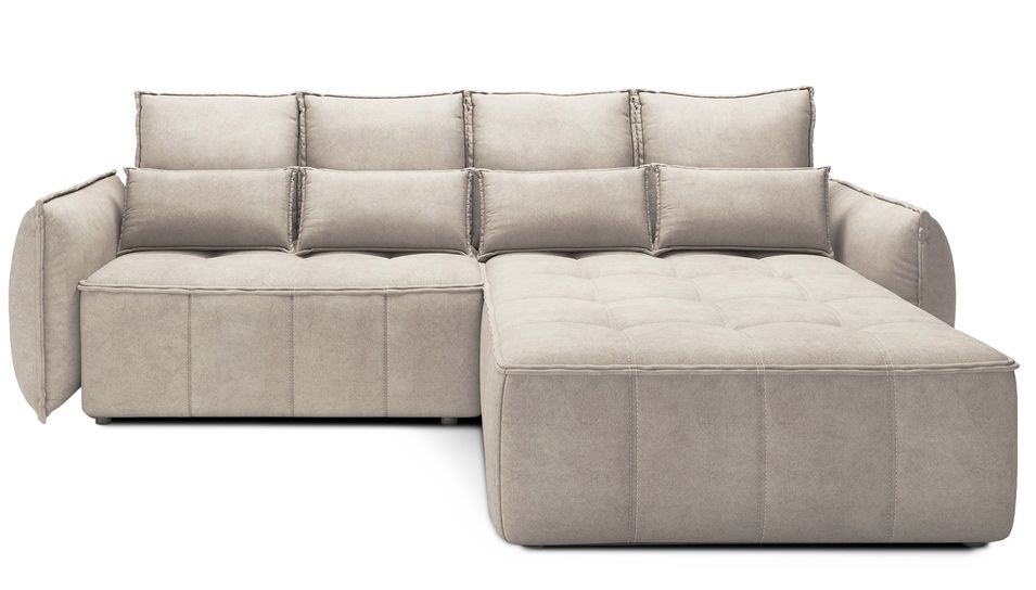 Canapé d’angle tissu effet cuir Kampus – Convertible et rangement - Photo n°9