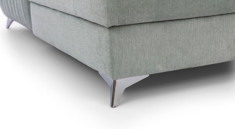 Canapé d'angle U tissu doux brillant gris clair coffre de rangement à droite Kalante 347 cm - Photo n°8
