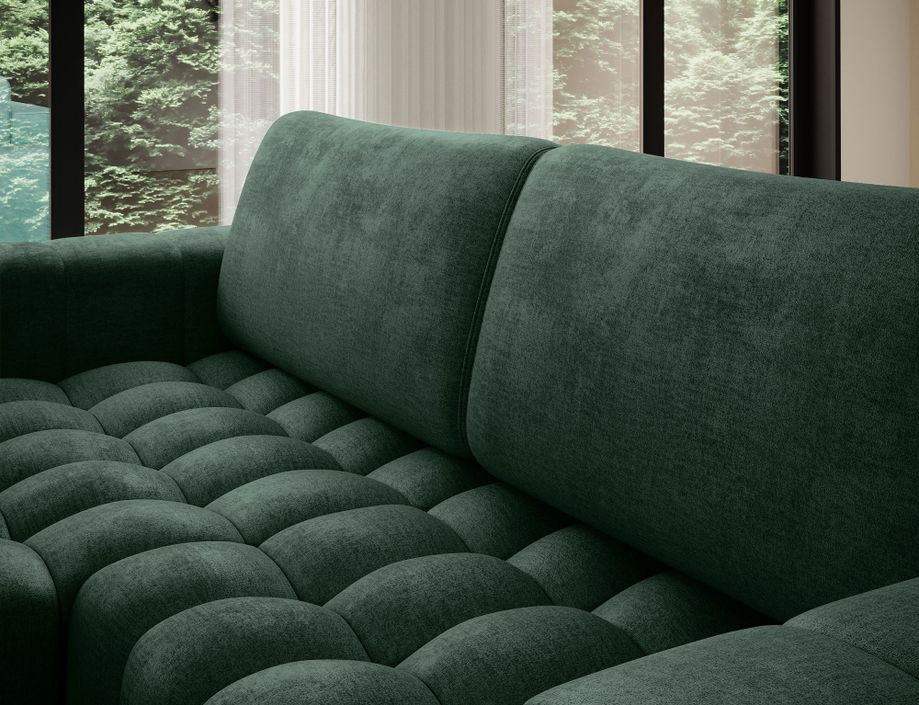 Canapé d’angle velours capitonné Bozen – Convertible et rangement - Photo n°6