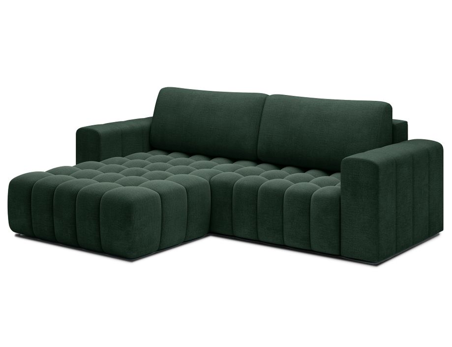 Canapé d’angle velours capitonné Bozen – Convertible et rangement - Photo n°10