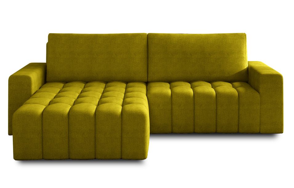 Canapé d’angle velours capitonné Bozen – Convertible et rangement - Photo n°1