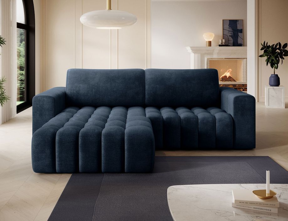 Canapé d’angle velours capitonné Bozen – Convertible et rangement - Photo n°4