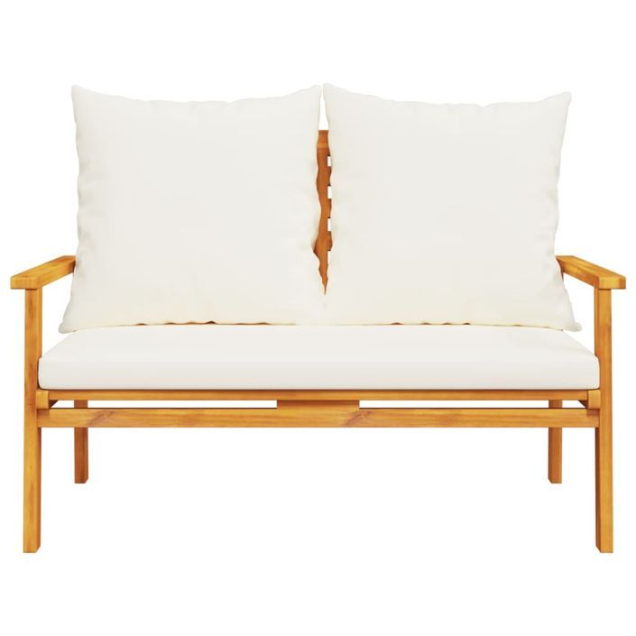 Canapé de jardin 120 cm avec coussin bois d'acacia massif - Photo n°4