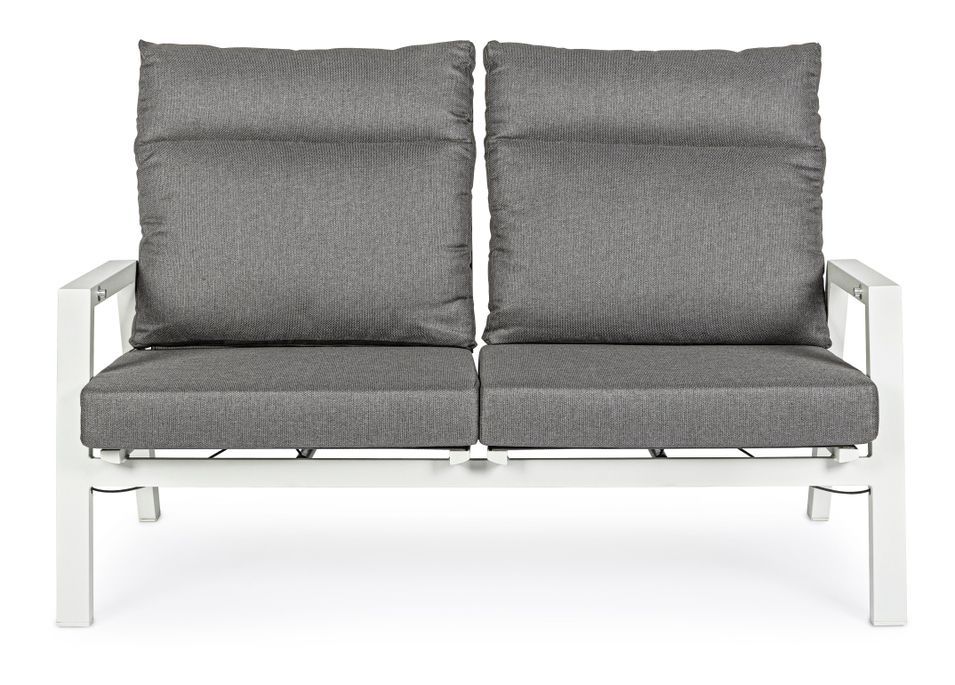 Canapé de jardin inclinable en aluminium gris et blanc Keman - Photo n°14