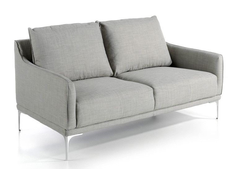Canapé design 2 places tissu gris clair et acier chromé Kira - Photo n°2