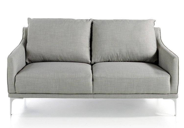 Canapé design 2 places tissu gris clair et acier chromé Kira - Photo n°1